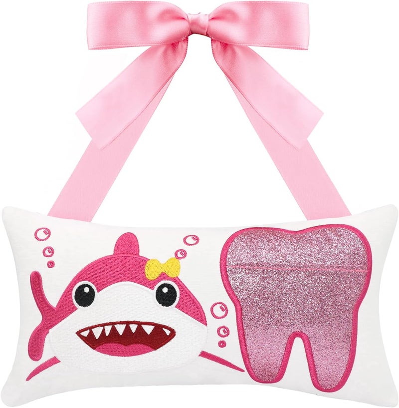 Malihome Tooth Fairy Pillow with Pocket for Girls and Boys Kids Tooth Pillow Toothfairy Gifts Tooth Keepsake Pouch 8.6 x 4.8 inches (Pink) - Image 1